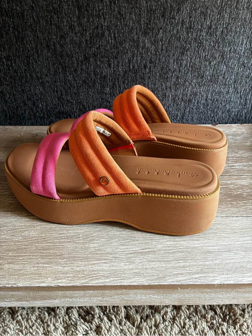 Reef Lofty Lux Hi Platform Sandals With Pink and Orange Cushioned Straps